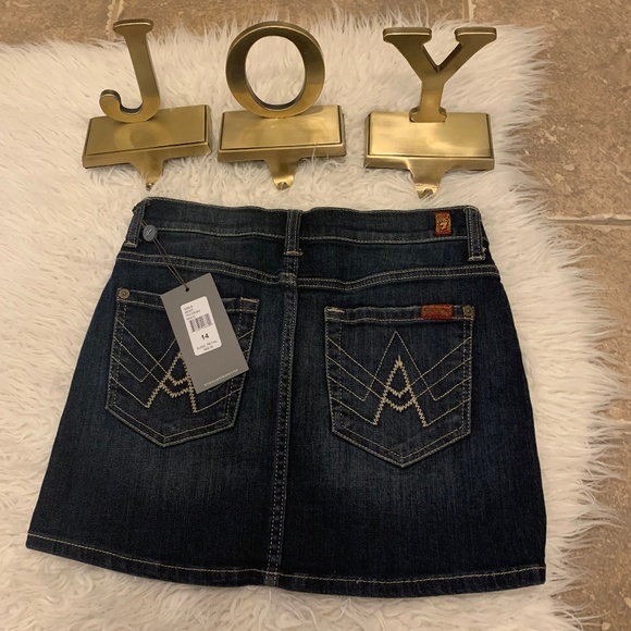 SOLD!NWT 7FAMK Dark Wash Jean Skirt for Girl - Picture 2 of 5